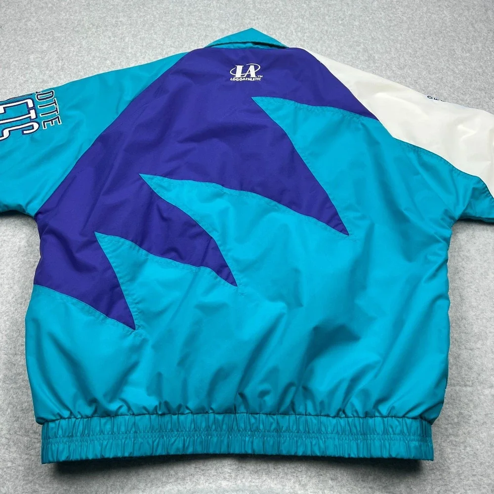 VTG Logo Athletic Charlotte Hornets Sharktooth Windbreaker Jacket Men's XL 90s** - Picture 15 of 16